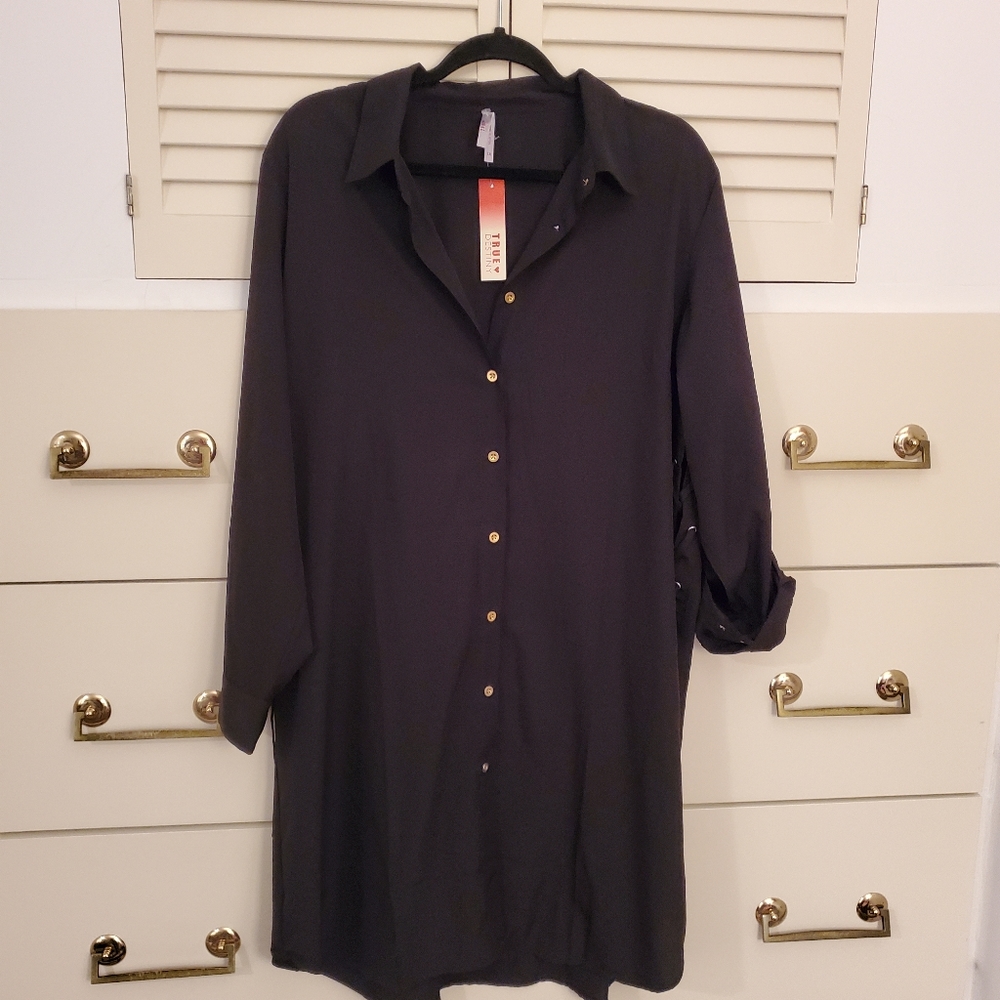 NWT True Destiny Black Shirt Dress SZ 1X